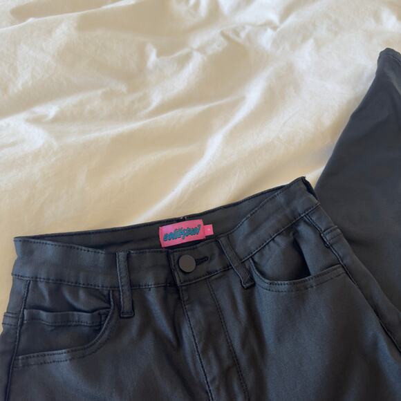 Edikted Luna Faux Leather Flare Jeans Black Size S - Picture 3 of 5